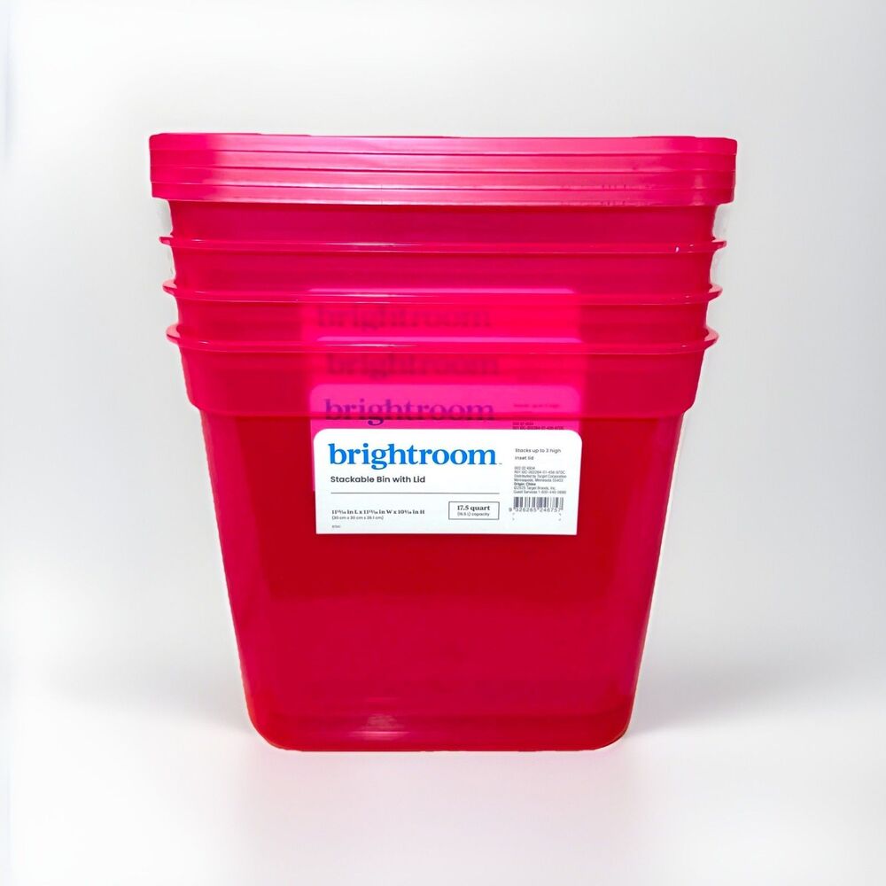 Brightroom Modular Storage Bins Set of 4 Large Pink Organizer Cube NEW